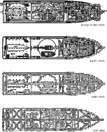 line diagrams of the bridge & sun deck, focsle deck, main deck and hold plan of the SuRi